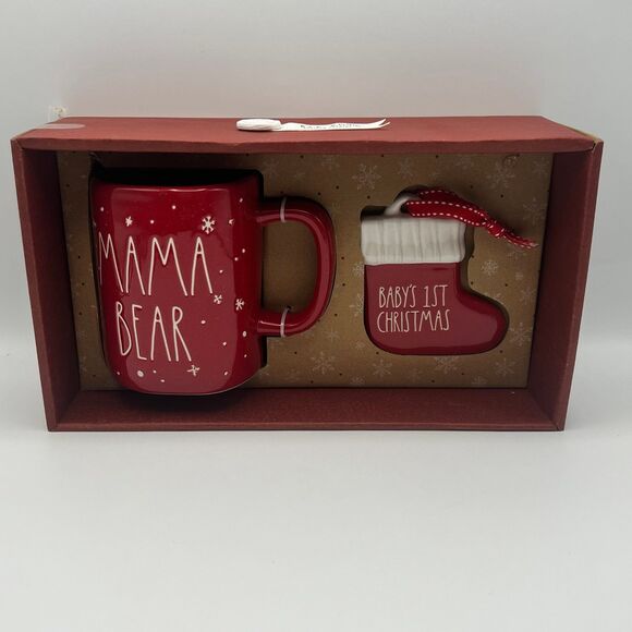 NIB Rae Dunn MAMA BEAR Mug & BABY 1ST CHRISTMAS Ornament - Picture 1 of 6
